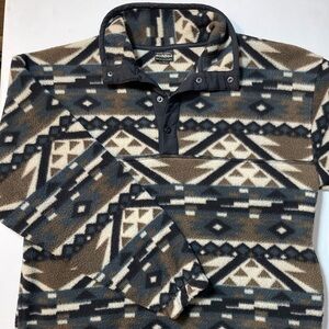 VTG 90s White Sierra Fleece Pullover Mens Large Aztec T-Snap Gorpcore USA Made